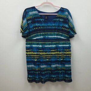 Sparkle & Fade Womens Bandage Dress Blue Knee Length Striped Sleeveless Scoop M